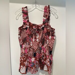 Kate Spade Smocked Garden Party Floral Peplum Tank Top